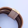 Crystal Magnet Buckle Leather Bracelet Woven Multi-layer Bangle Jewelry Accessory