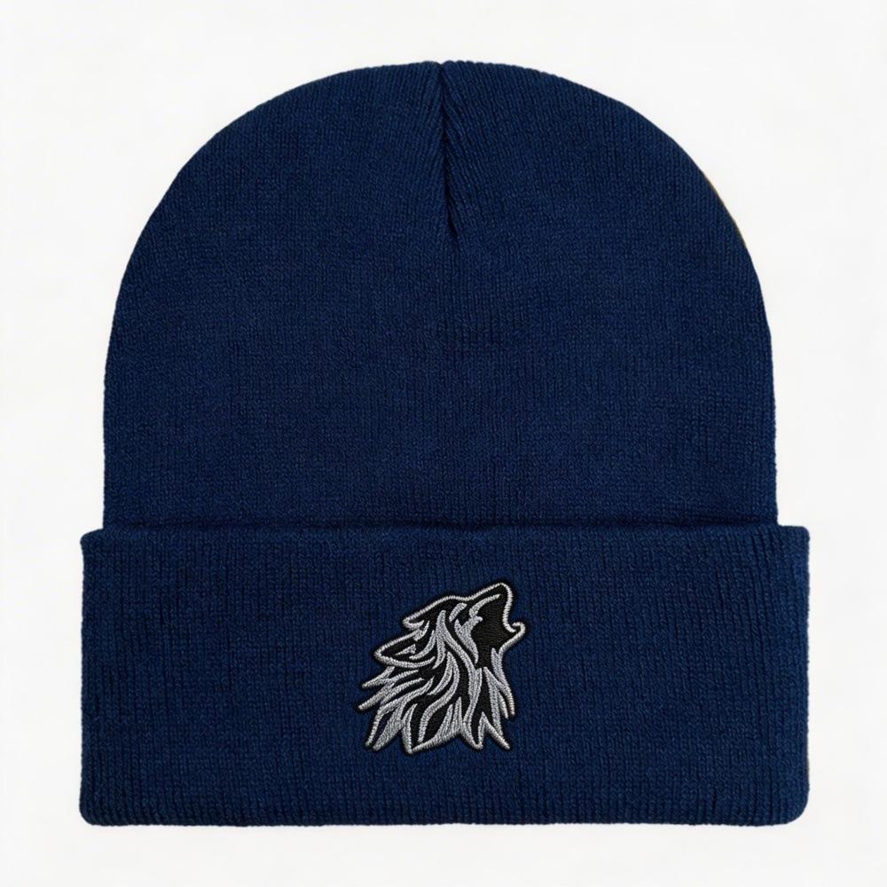 Popular Wolf Head Embroidery Knitted Hat Autumn and Winter Warm Men's and Women's Outdoor Adult Wool Hat Doudou Hat