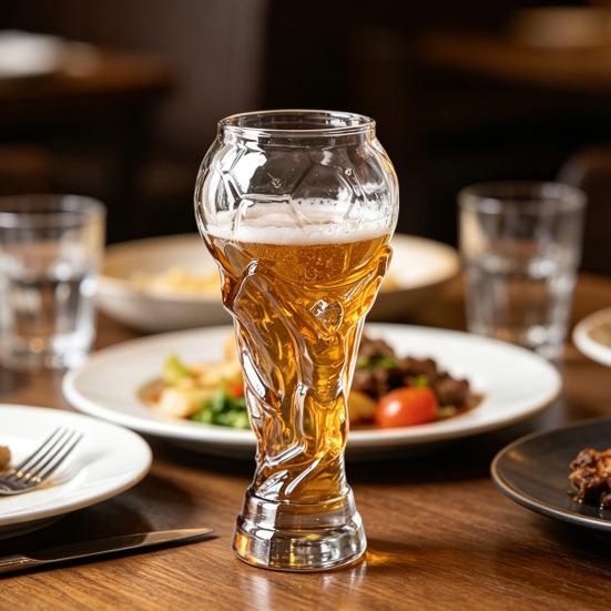 Yousheng 2Pcs Football Trophy Beer Mug, Clear Tall Glass, Football-Themed Beer Stein, Beer Drinking Glass for Game Day Parties BBQ Bar Home