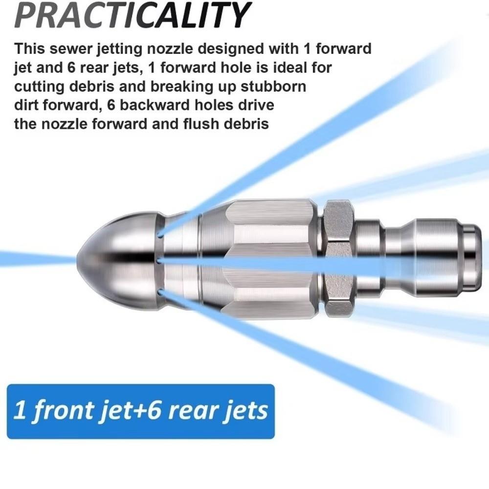 G1/4 " Pressure Washer Sewer Jetter Nozzle Washing Accessories Drain Cleaning Pressure Drain Jetter Hose Nozzle Mouse Head