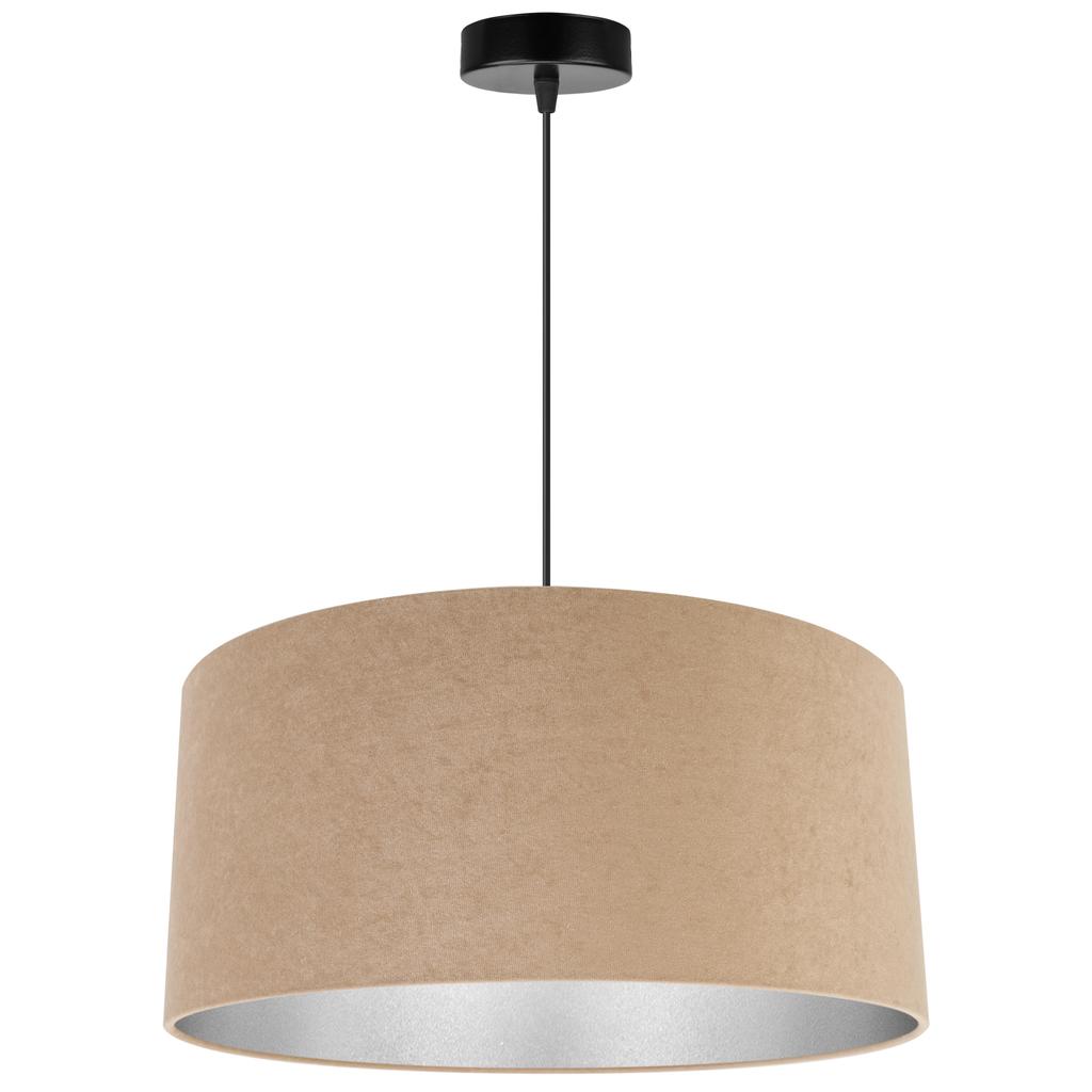 Hanging Lamp, Ceiling Chandelier, Chrome, Velvet Lampshade