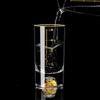 100 ml Whiskyglas mit dickem Boden, 2er-Set, Baijiu-Becher, klassisches Wodkaglas mit Goldfolie, luxuriöser Spirituosenbecher mit goldenen Skalenlinien