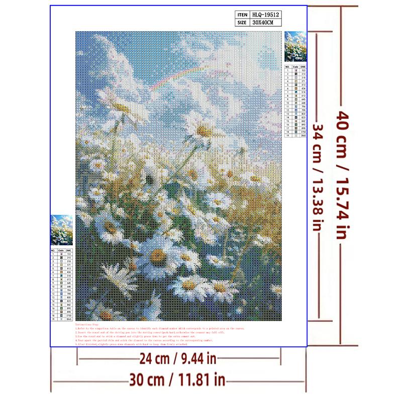 5d DIY Diamond Painting Cross Stitch Daisy Rainbow Scenery Diamond Embroidery Mosaic Full Round Drill Home Decor Crafts