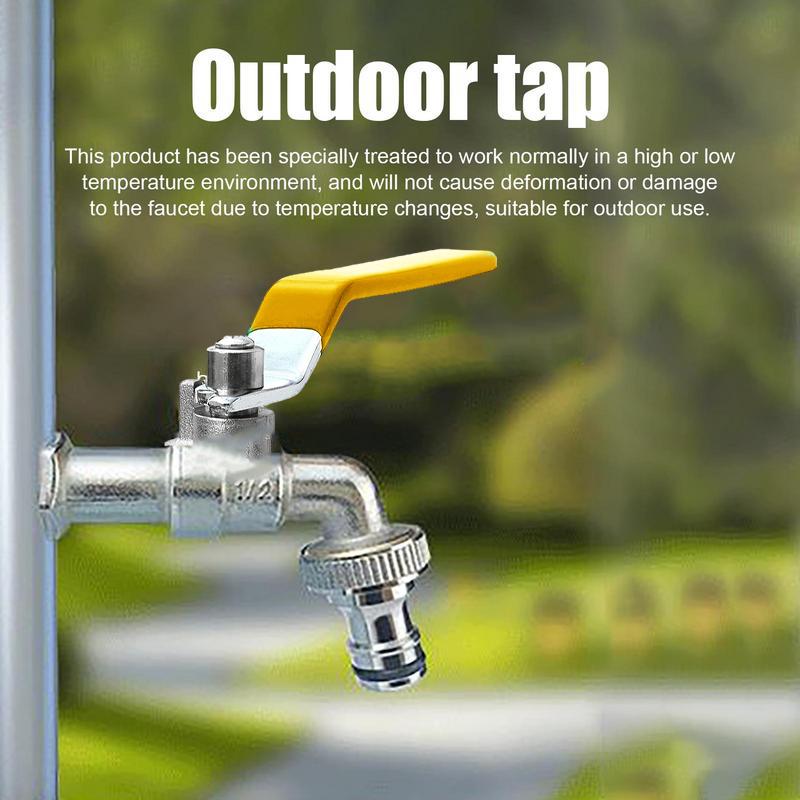 Garden Home Faucet Adapter Metal Tap 1/2'' IBC Water Tank Connector 2-Way 1-Way Irrigation Joint Replacement Fitting Ball Valve
