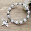 Fashion Angel Wing Cross Bracelet Acrylic Bead Chain Exquisite Religious Gift