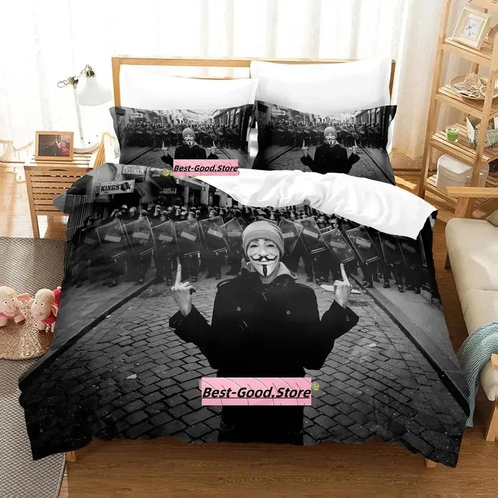 New Personality Technology Anonymous Bedding Set Single Twin Full Queen King Size Bed Set Adult Kid Bedroom Duvetcover Sets