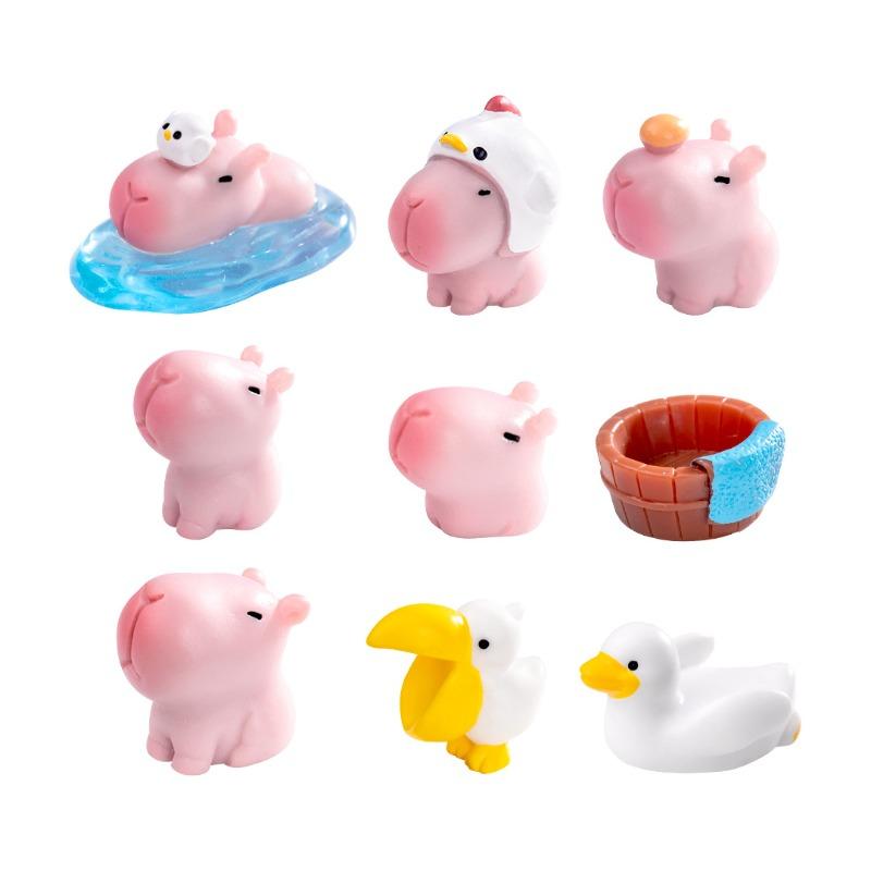 Cute Pink Capybara Capybara Figurine Decorative Hanging Accessories Micro-landscape Mini Ornaments