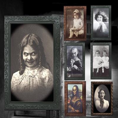 3D-Geister-Fotorahmen, 38 x 25 cm, Halloween-Horror-Bilderrahmen, wechselndes Gesicht, Geister-Halloween-Party-Dekoration, Requisiten