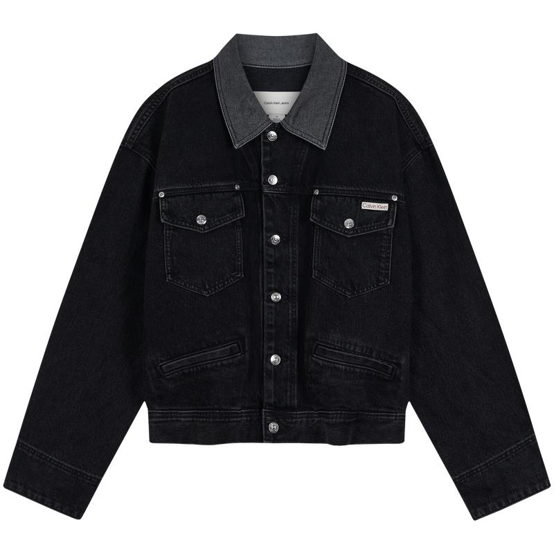 Calvin Klein Vintage Workwear Color Blocked Collar Cotton Trendy Denim Jacket Men Jacket 4RD738G