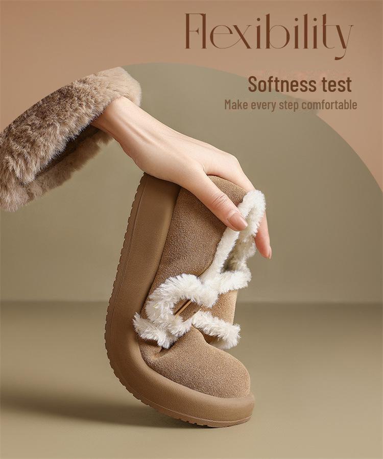 ZHR Zeze Plus Velvet Women's Genuine Leather Winter Snow Boots