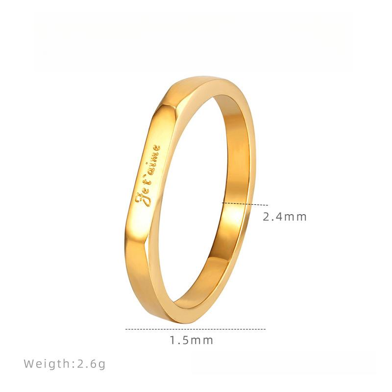 Simple Ins Letter Ring Niche Design Sense Versatile Ring Does Not Fade Titanium Steel Electroplating Women