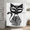 Black Cat Shower Curtain Artistic Black White Zentangle Bathroom Decor Unique Print Waterproof Shower Fabric