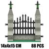 Hell'S Gate Small Particles Building Block Scene Fence Landscape Halloween Haunted House Modular Ornament