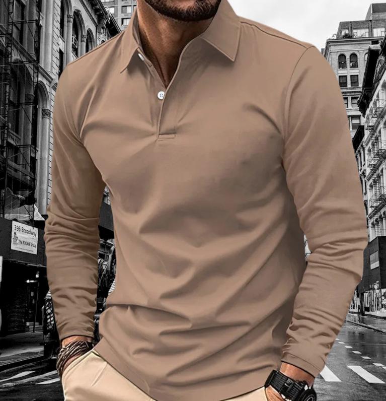 2024 European & American Men's Long-Sleeve Sports Polo Shirt for Spring & Autumn