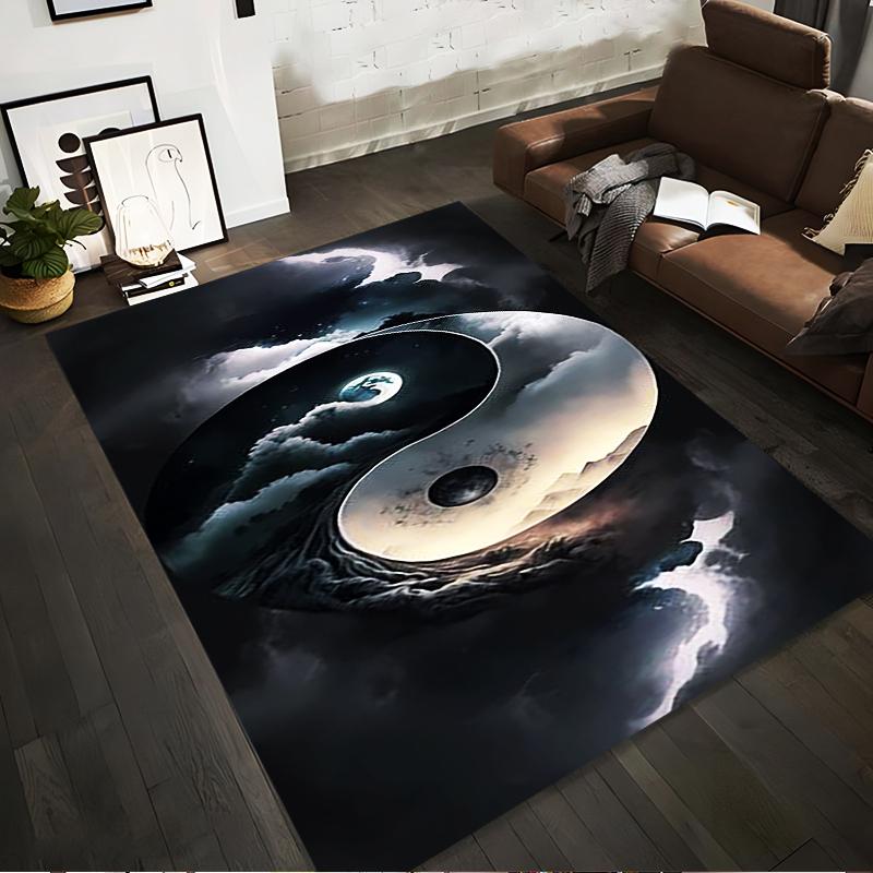 

Abstract Yin Yang Design Rug with Cosmic Clouds and Dark Aesthetic Suitable for use as an anti-slip for living room bedroom sofas 40x60cm( 15x23in )