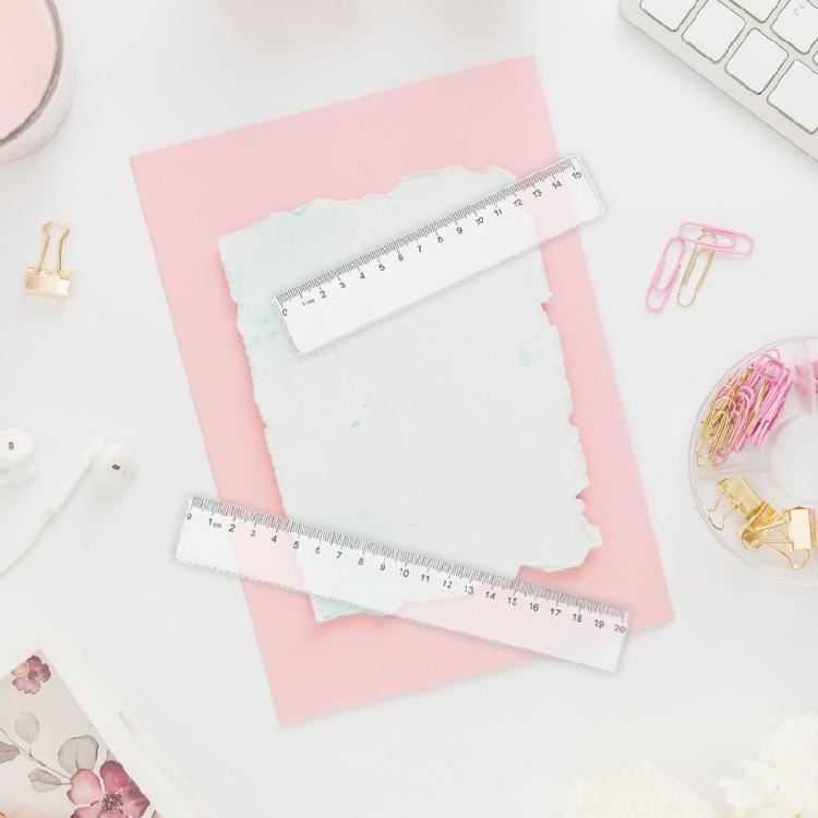 5 Pcs 15cm 20cm Clear Ruler Measuring Ruler Plastic Ruler Straight Ruler Multifunctional Rulers Drawing Tool