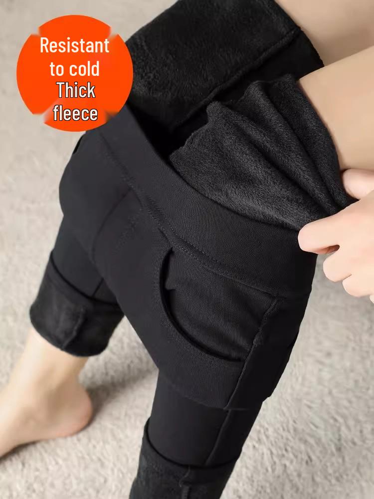 2025 New Style Women's Black Velvet Leggings: Autumn/Winter, Stretchy Skinny Pencil Pants, Thickened for Outerwear