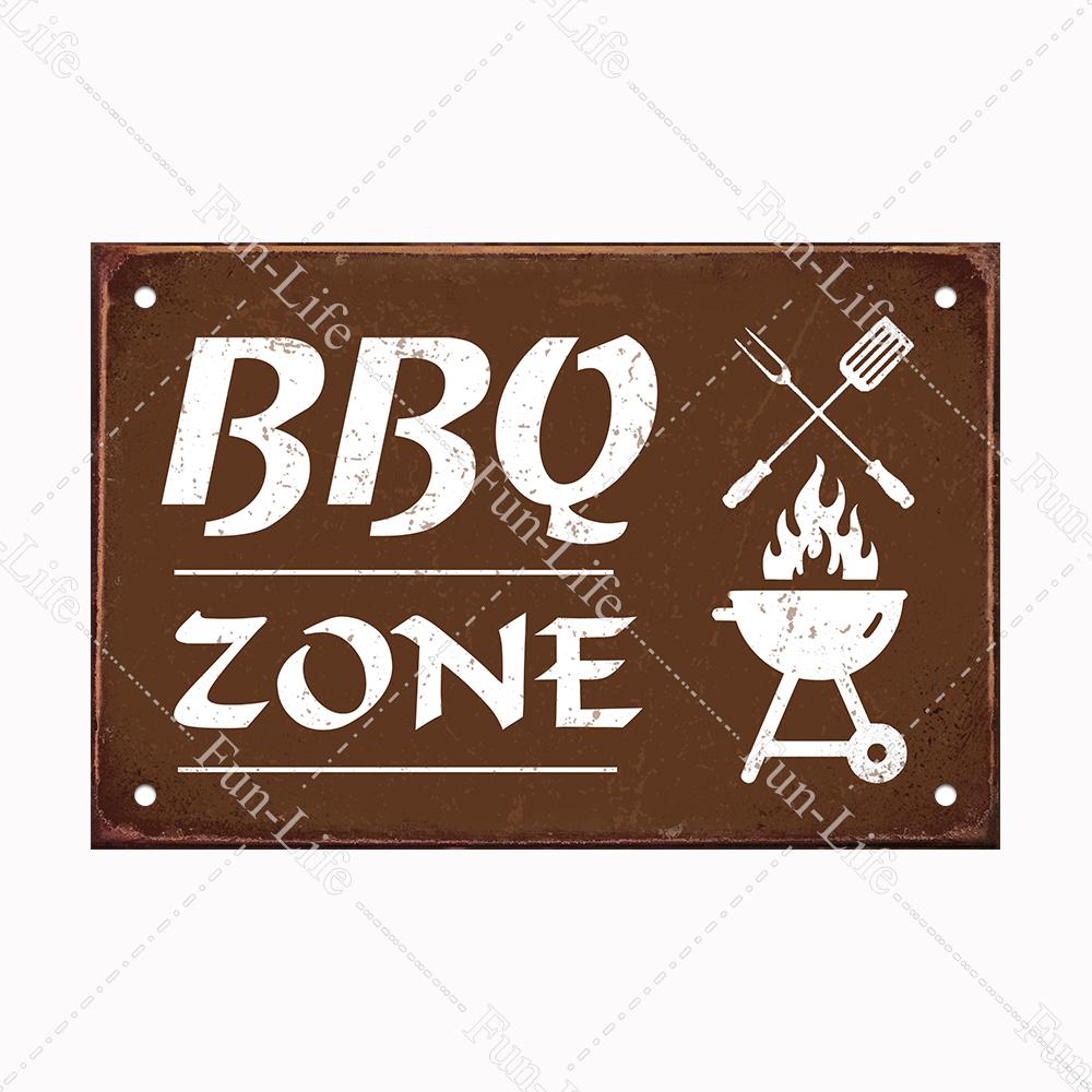 BBQ Warning Metal Tin Sign Oven Vintage Wall Decor Plaque Painting Barbecue Shop Restaurant Craft Pub Home Decor 20x30cm