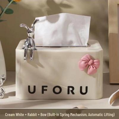 Light Luxury Rabbit Desktop Spring Tissue Box