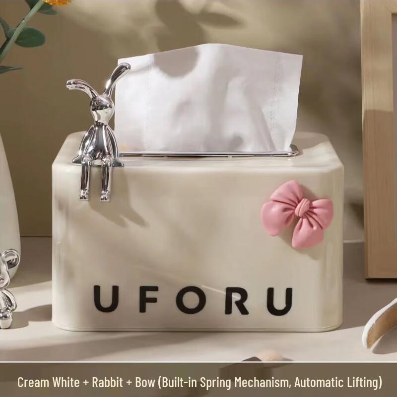 Light Luxury Rabbit Desktop Spring Tissue Box