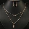 Luxury Silver-color AAA Zircon Choker Two-Layers Necklace Simple Shiny Pendants For Women Fine Jewelry