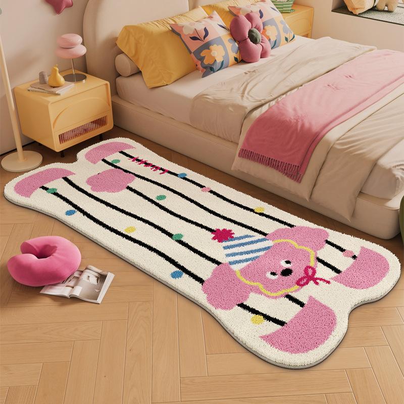

Carpet for Bedroom Cute Pajama Animals Cat Dog Girl Decor Bedside Rug Room Mat Soft Fluffy Imitation Cashmere Carpet 40x120cm 16x47inch