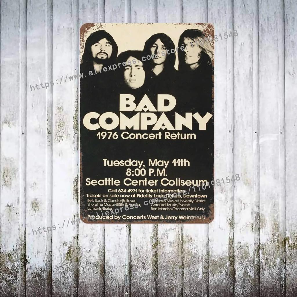 Bad Company Band metal Decor Poster Vintage Tin Sign Metal Sign Decorative Plaque for Pub Bar Man Cave Club Wall Decoration