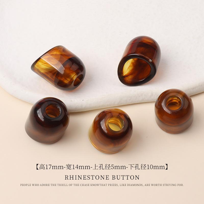 5pcs Acrylic Two-Color Hanging Bell Diy Beaded Bucket Bead Material Large Hole Round Bead Buckle Swimsuit Sweater Pants Drawstring Button