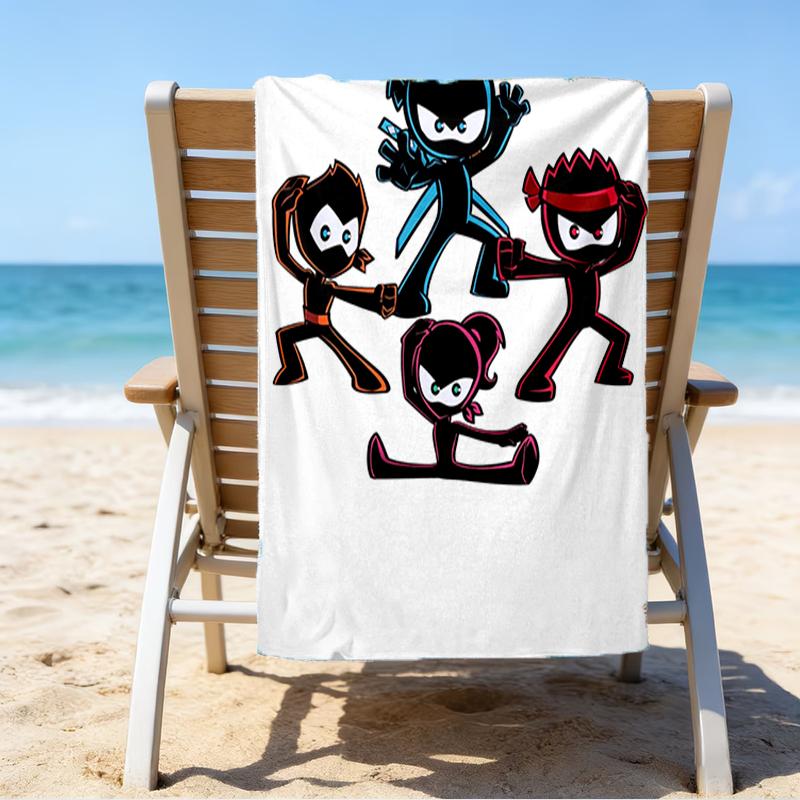 Ultra-Soft Beach Towel with Ninja Kidz Theme,Ideal for Pool - Camping, Diving - Perfect Travel Essential, Vibrant Beach Towel.