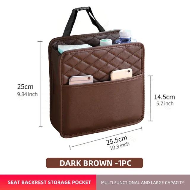 2/1 peças Multifuncional Assento de Carro Pendurado PU Couro Bolsa de Armazenamento Organizador Assento Traseiro Pendurado Bolsa Caixa de Lenços Lixo Acessório de Pó