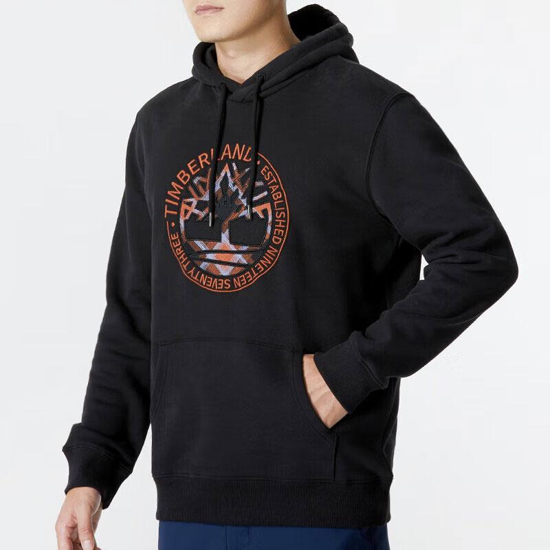 Timberland Buchstaben-Logo Gestickter Outdoor-Sport-Kapuzenpullover Herren Kapuzenpullover Schwarz A699Y-001