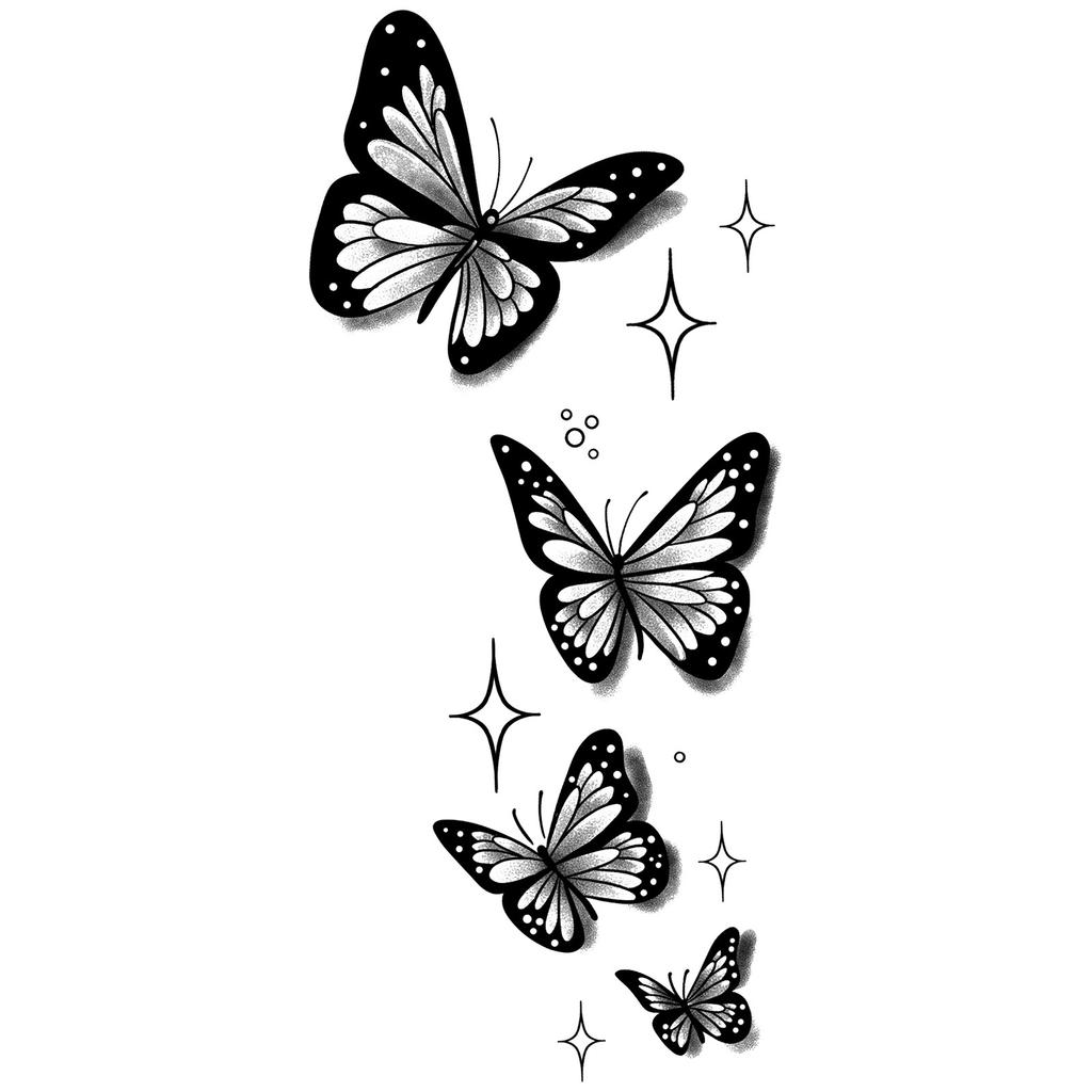 Simple Personality Spice Girl Three-Dimensional Butterfly Flower Wicker Collarbone Arm Tattoo Sticker