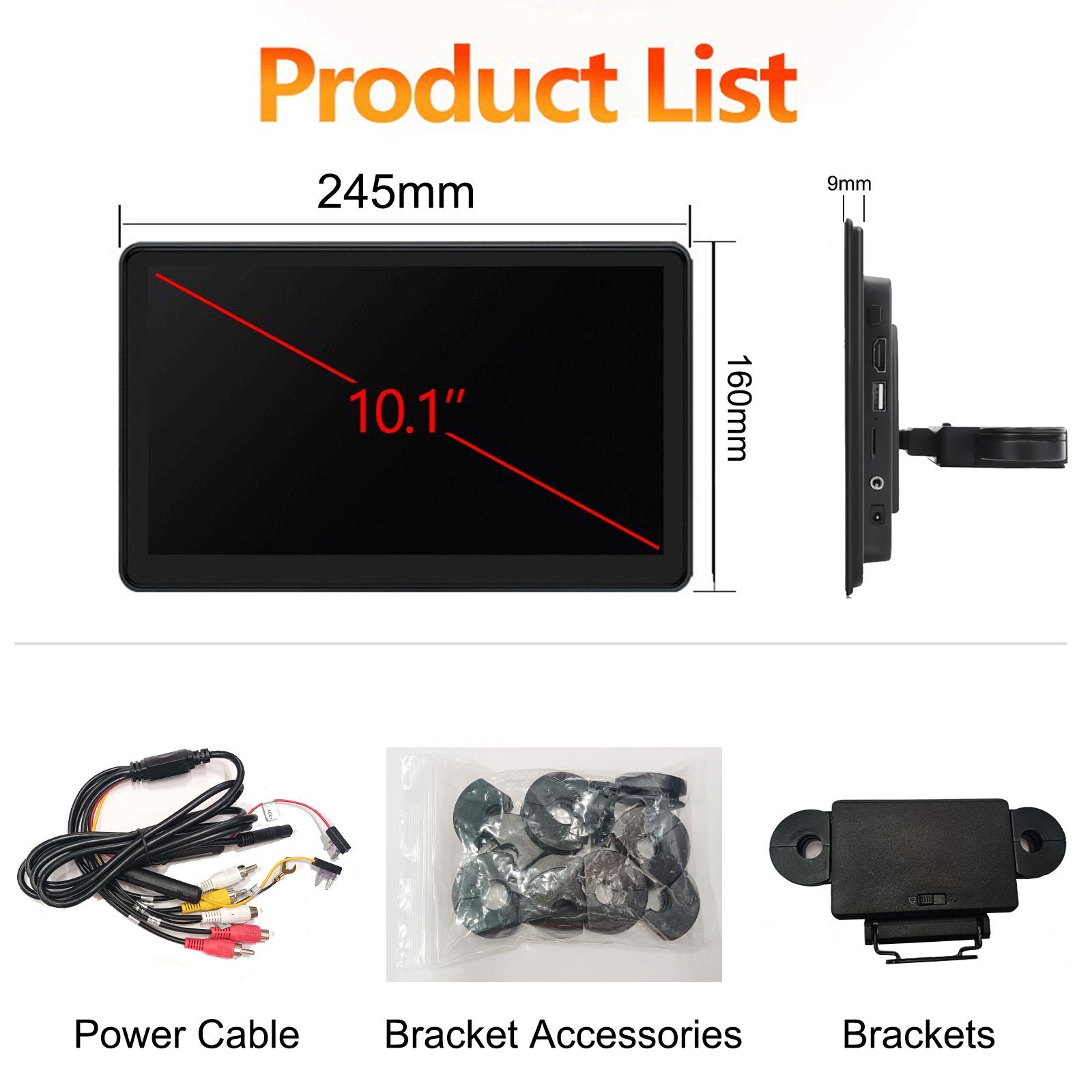 

10,1-дюймовый 4K Android 13 портативный автомобильный телевизор с монитором в подголовнике планшет с WiFi и Bluetooth, IPS-экраном, поддержкой управления телефоном Mirror Link 2G+32 ГБ 8-core 2GB+32GB