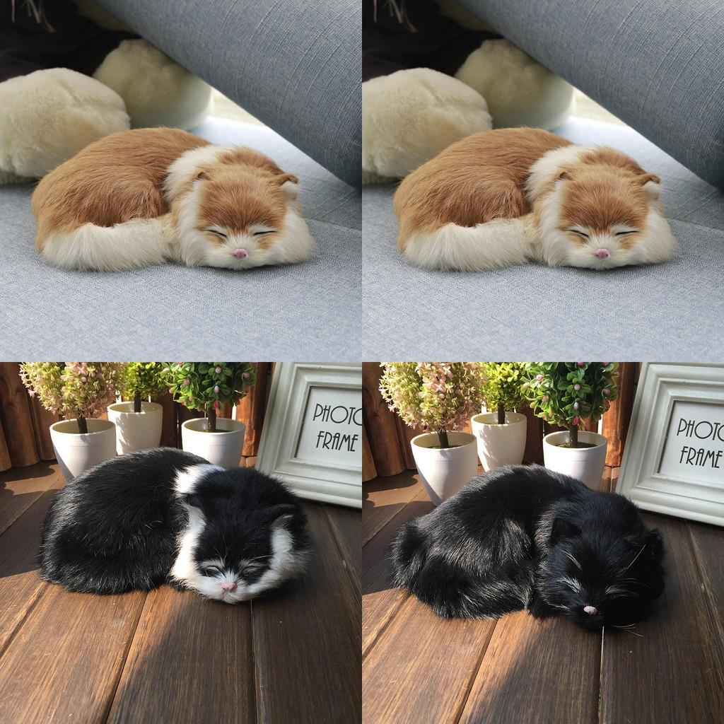 Animal Plush Cat Model With Faux Fur For Home Decor And Photography Props