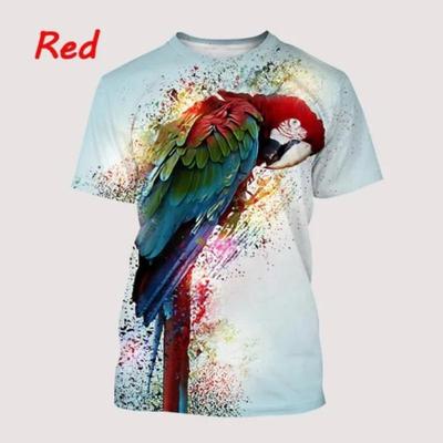 Summer Fashion Cute Animal Tee Shirts Parrot Colorful Flower Bird Male and Female 3D Printing T Shirt