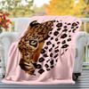 1pc Leopard Print Outdoor Flannel Blanket Soft Warm All-Season Throw for Sofa Bed Car Camping Office, Cozy Gift Idea1314S
