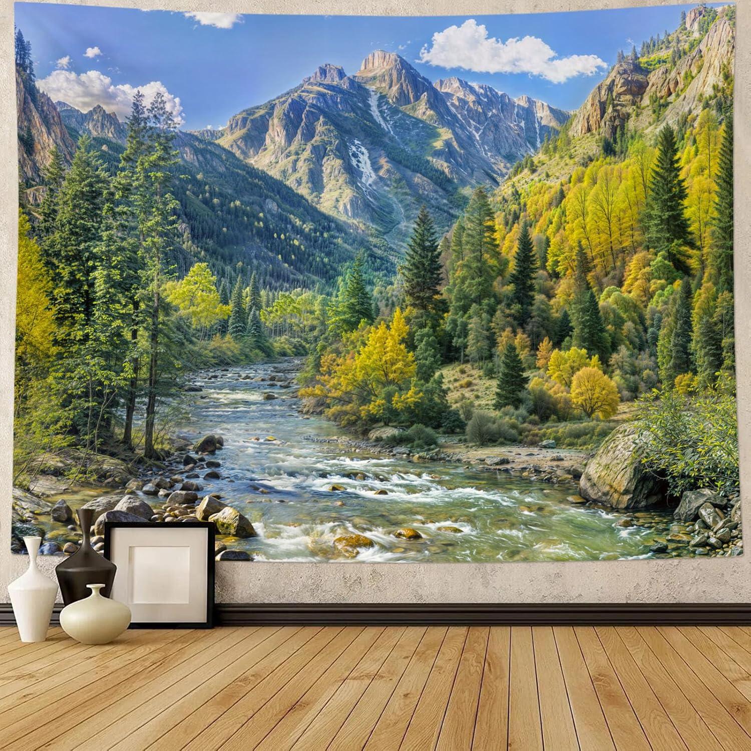 Tapestry Wall with Mountain Landscape Nature 75x100