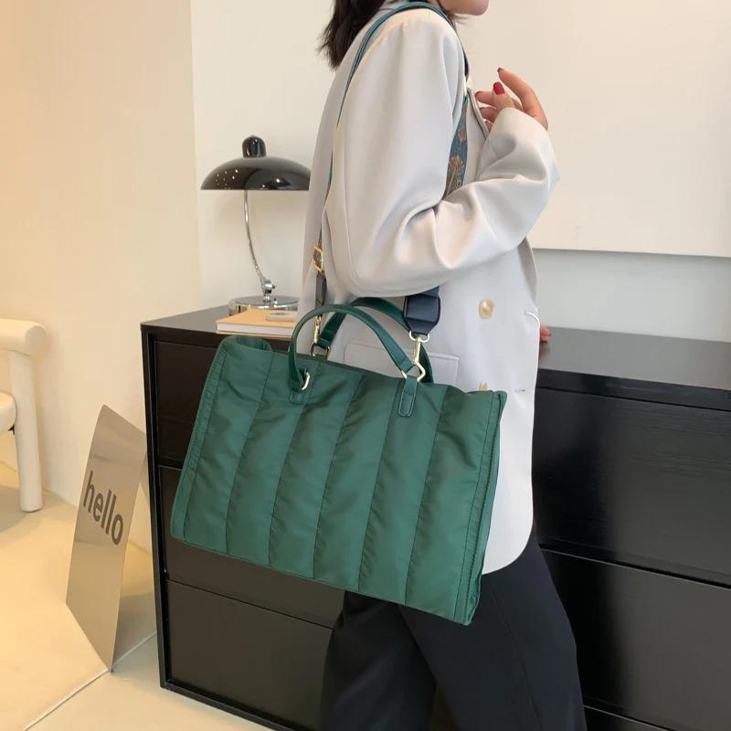 Luxury Brand Women Padded Large Capacity Handbags Green Big Totes Classic Nylon Down Cotton Shoulder Bag Office Lady Shopper Bag
