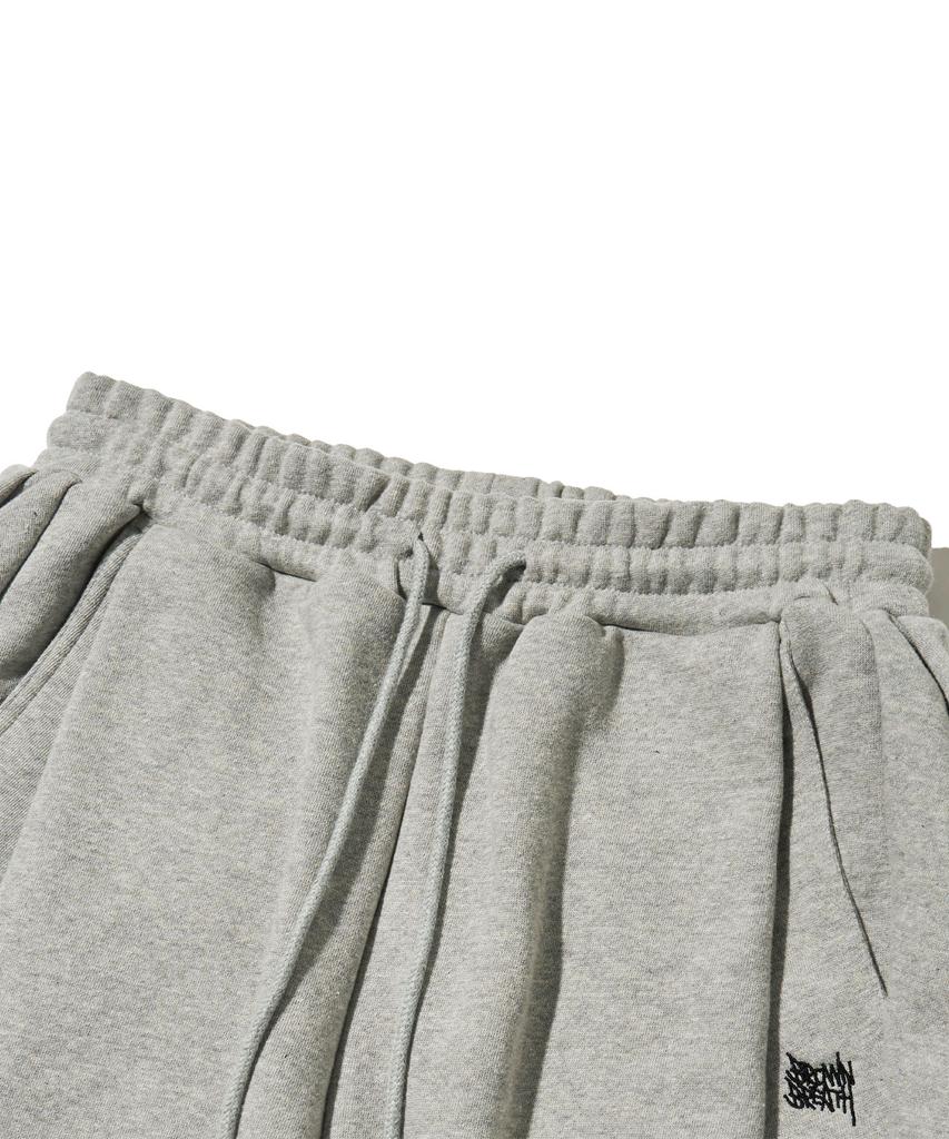 BROWNBREATH Two Tuck Wide Tag Sweat Pants - Melange Gray