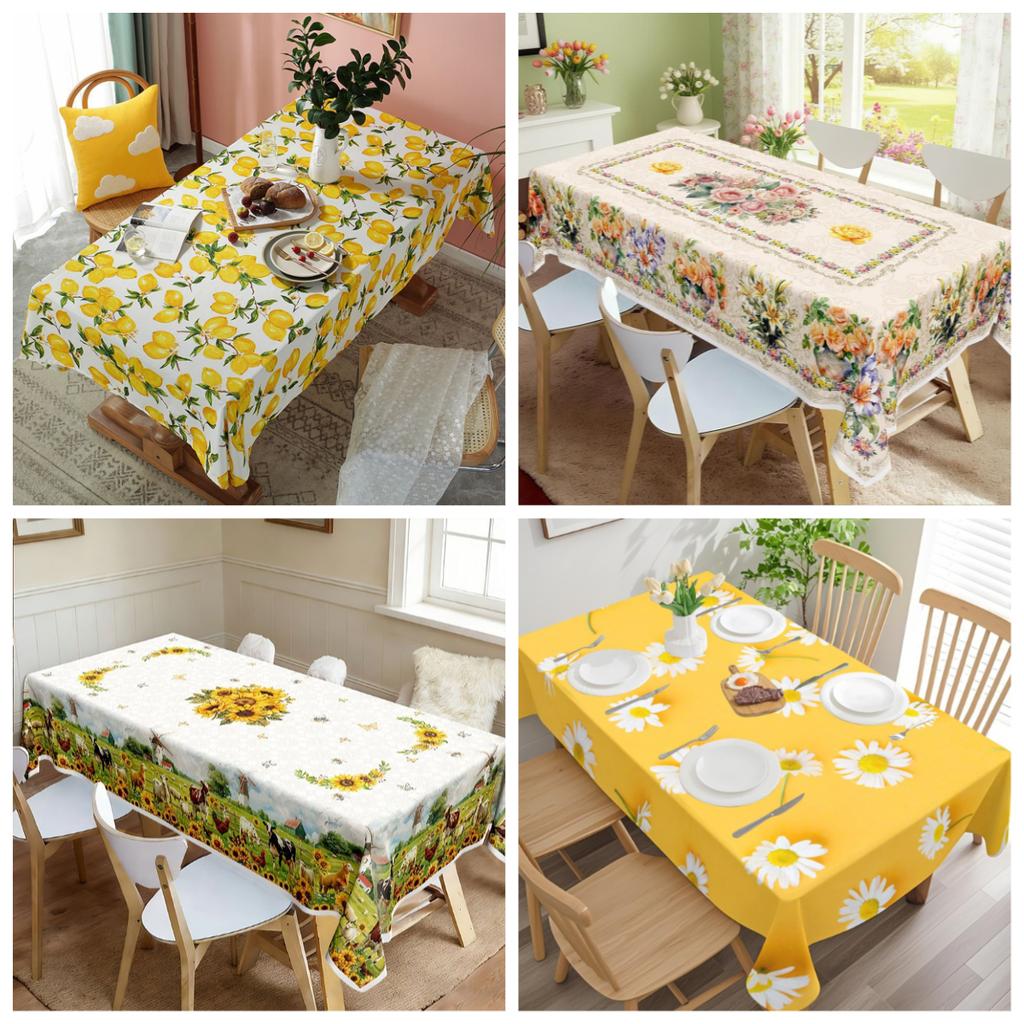 Vintage Floral Washable Tablecloth Soft Brushed Decorative Table Cover for Kitchen Dining Home Party Wedding Furniture Protection Home Decor