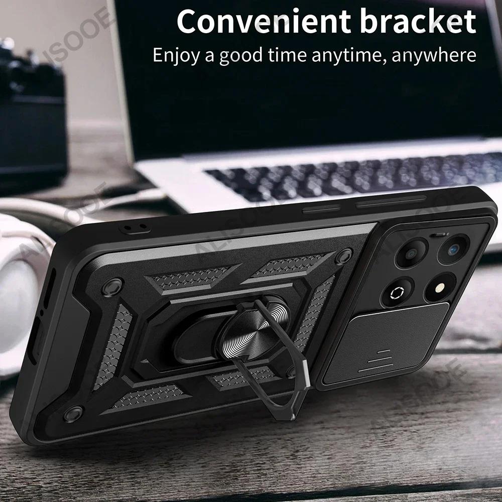 Funda for Honor X8C X7C 4G Case Slide Camera Lens Ring Stand Holder Shockproof Phone Cover for Honor X7C Capa