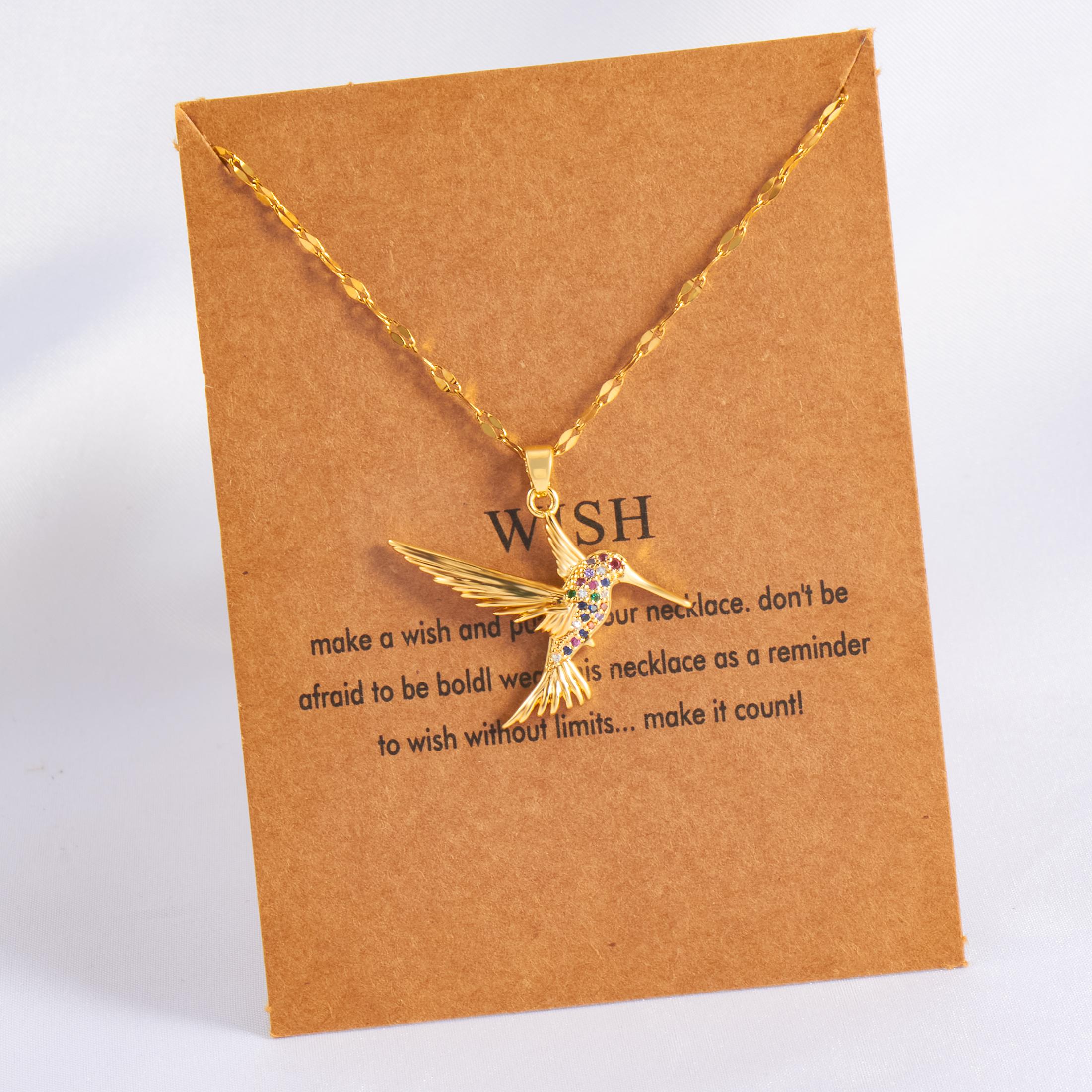 

Golden Hummingbird Bird Set Colorful Zircon Pendant for Women s Party Sexy Low Allergy Jewelry Gift Necklace золотой