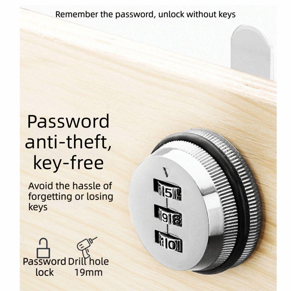3-stelliges Passwortschrankschloss Zink Zink Zinklegierung Aktenschubladenschlösser mit Schraube Passwortcodiertes Schloss Schränke