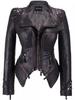 Veste en Cuir Brodée pour Femme Printemps 2025 à Revers, Rivets & Coupe Ajustée, Design Court en PU Lavable