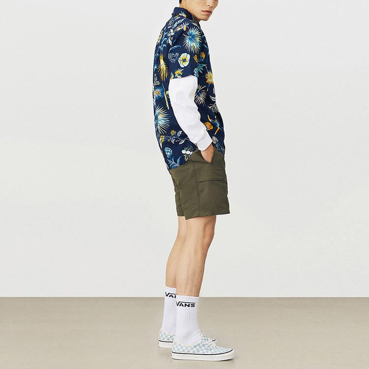 Vans Floral Print Loose Comfortable Casual Short Sleeve Shirt Men shirts Dark-Blue VN0A545QZ53
