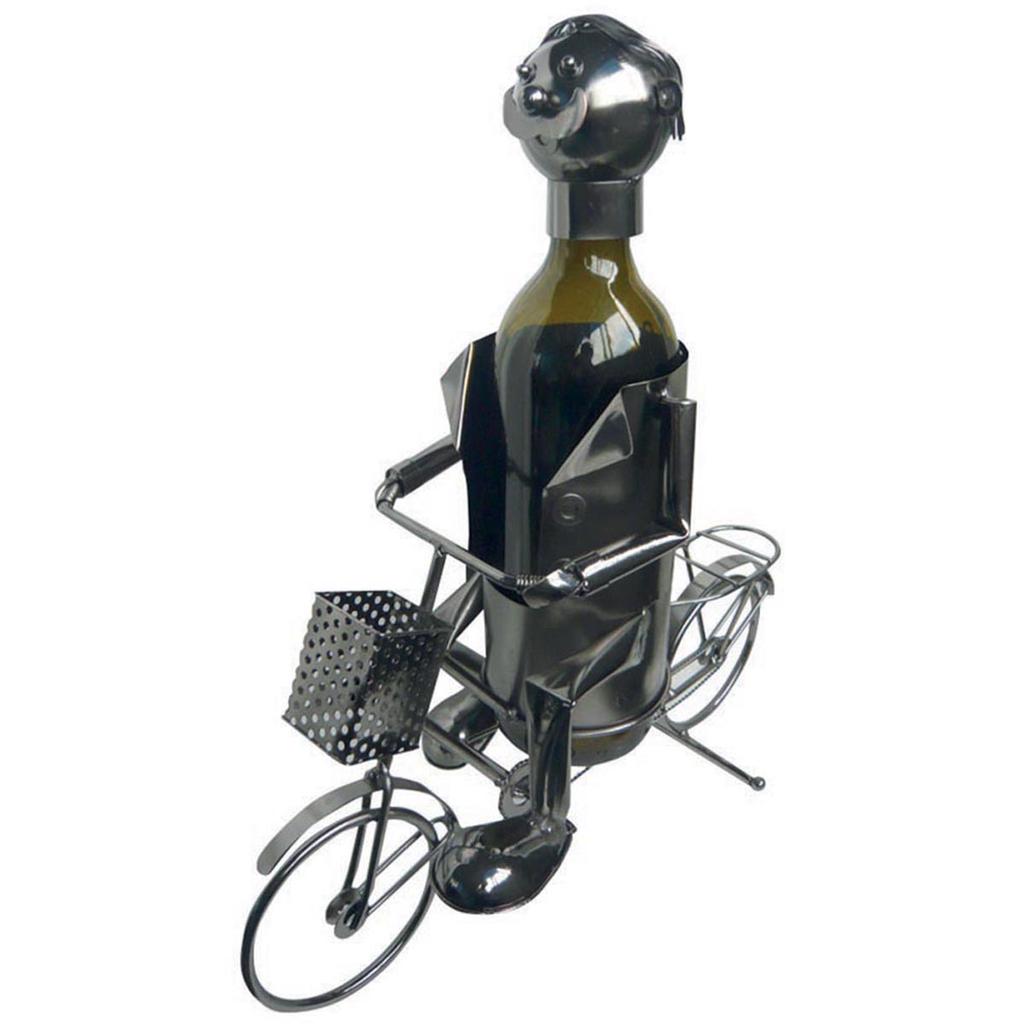 Les Trésors De Lily [R0662] - Cyclist 'Metal Sculpture' Bottle Holder - 38 Cm