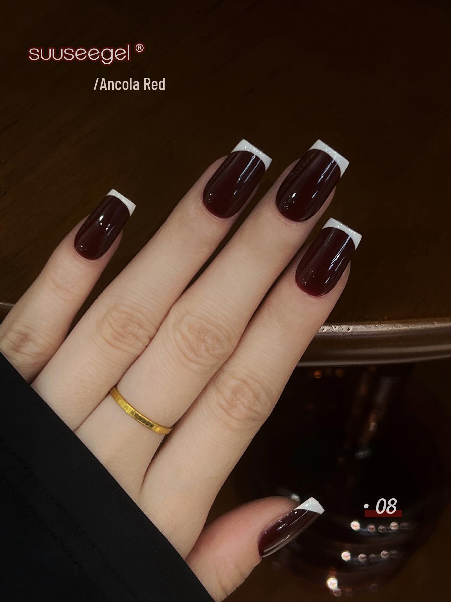 

10-Color Bundle: Encore Red Gel Polish Collection - New Year, Cherry, Oxblood Shades for Autumn/Winter Whitening