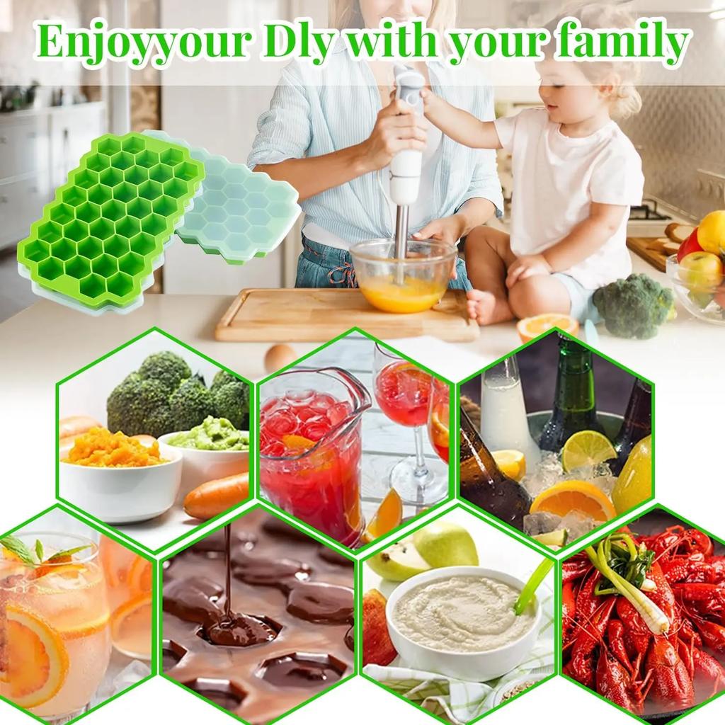 Ice Cube Tray Silicone Mould 37 Cellular Silicone Ice Cubes Hexagonal Molds DIY Kitchen Honeycomb Ice Cubes Molds