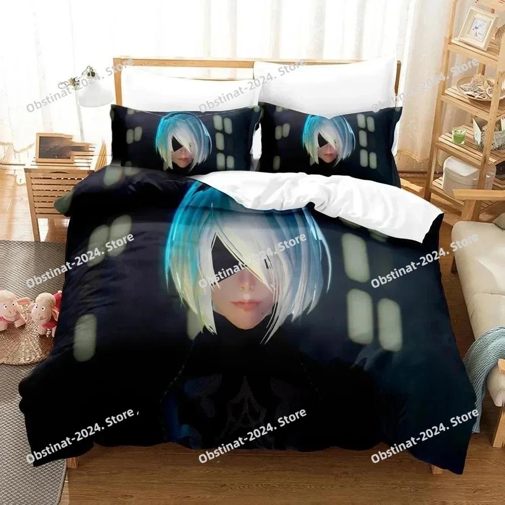 3D Game NieR Automata YoRHa No.2 Type B 2B Bedding Set Printed single Comforter Duvet Cover Pillow Case 3 Pieces Kids Adult Size