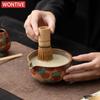 Hand Drawn Ceramic Matcha Bowl and Whisk Set Sturdy Elegant Easy To Clean Matcha Mixing Bowl Kit Heat Resistant Japanese Tea Kit